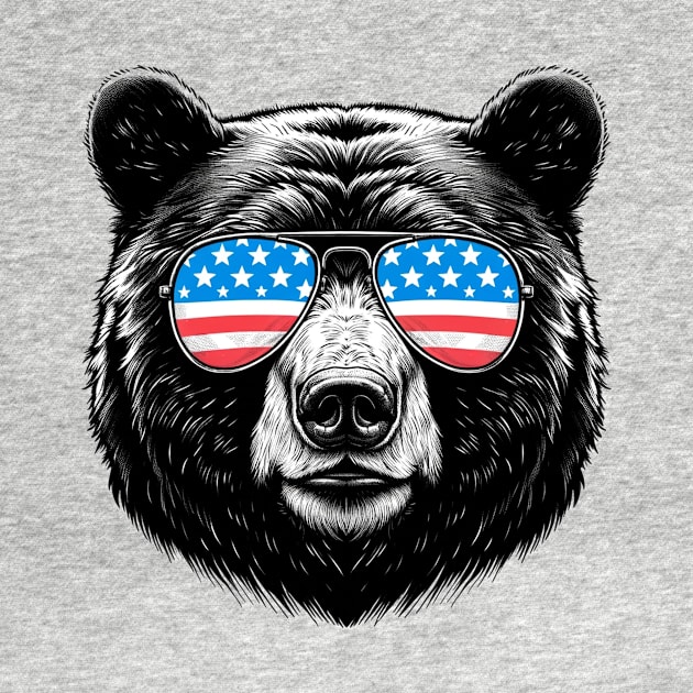 American Black Bear Sunglasses American Flag 4th of July by karishmamakeia